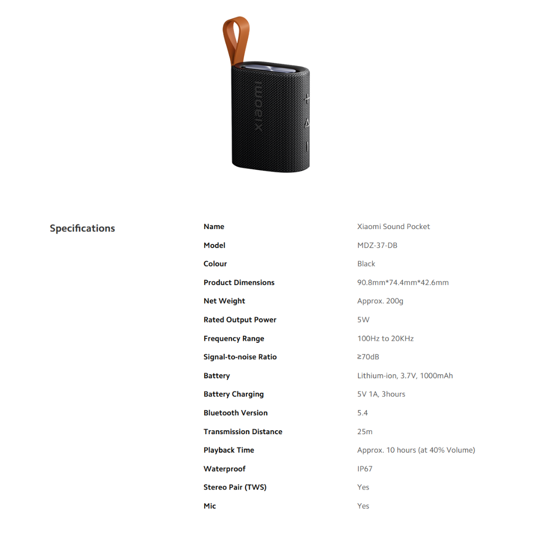 XIAOMI 5W SOUND POCKET PORTABLE SPEAKER