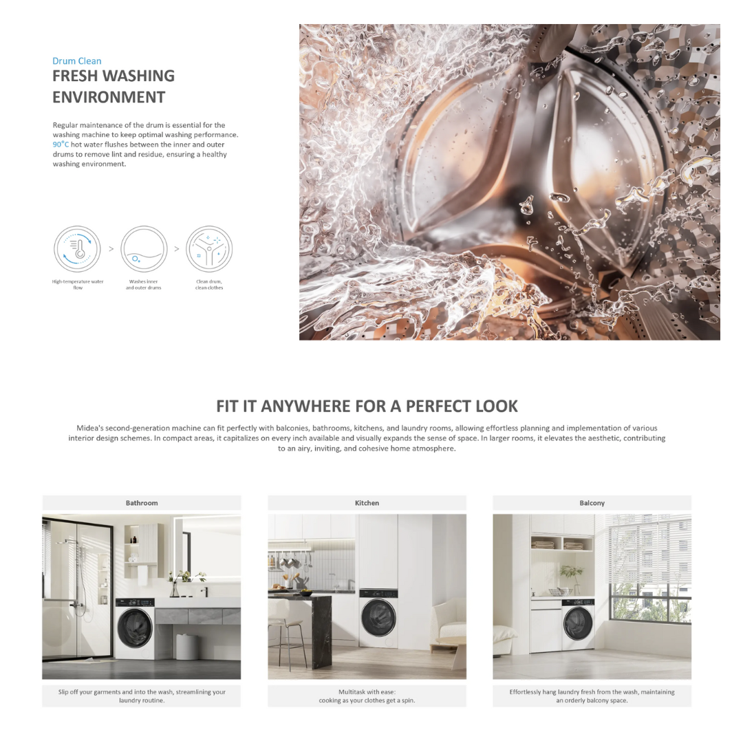 MIDEA MF210W95WB 9.5KG FRONT LOAD WASHER