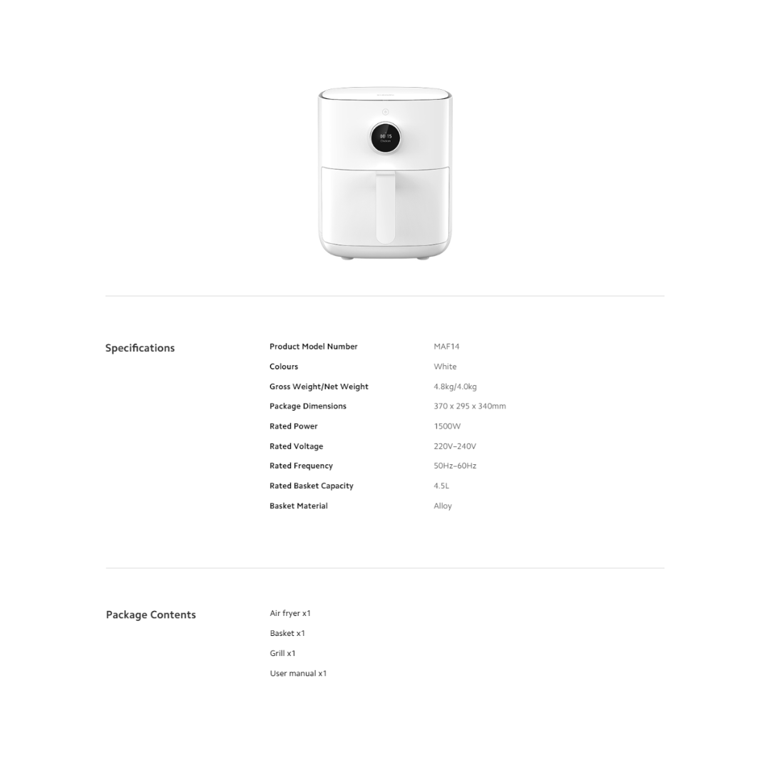 XIAOMI 4.5L SMART AIR FRYER