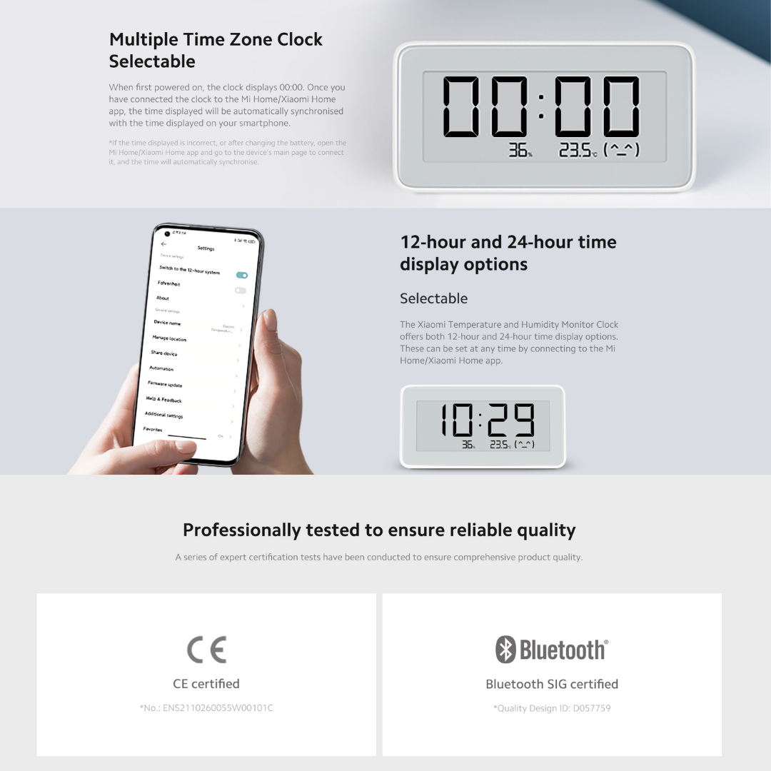 XIAOMI MI TEMPERATURE AND HUMIDITY MONITOR CLOCK